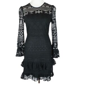 Parker scoop neckline long sleeve lace cocktail dress